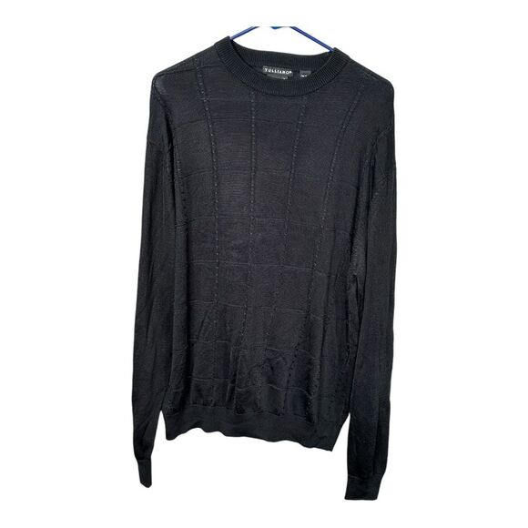TULLIANO Mens Sweater L Large Black Cotton/Rayon Blend - Picture 1 of 4